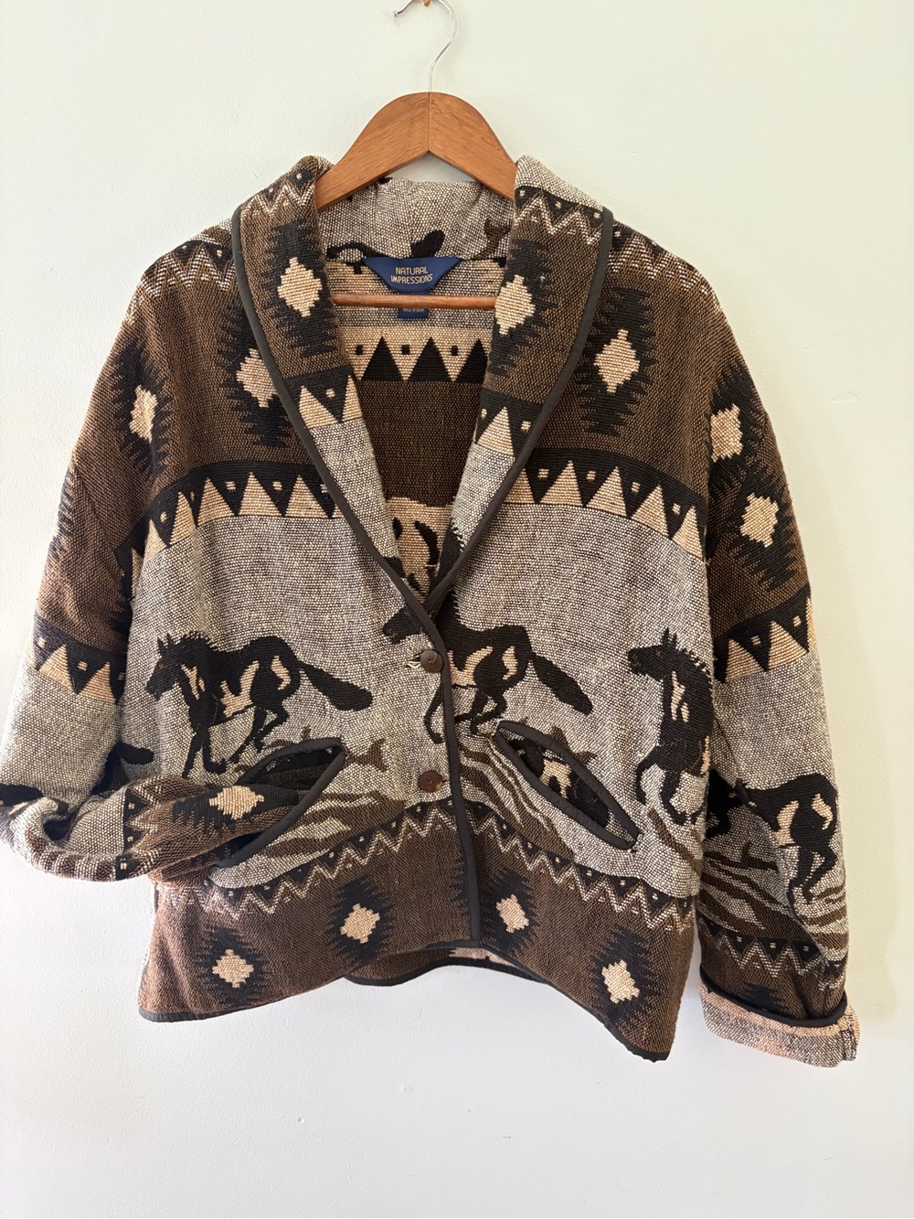 Vintage Natural Impressions Horse Western Cotton Tapestry Jacket